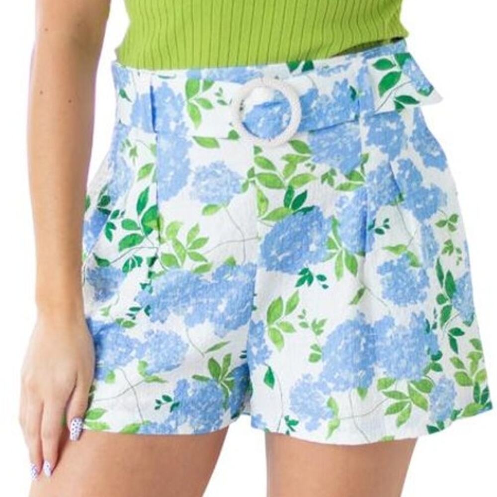 Lavender Brown Ellie Short  in blue Ivory Botanical M NWT Luxe Resort Coastal - Picture 6 of 10